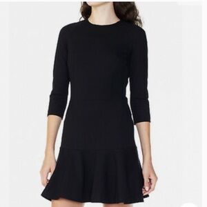 ARMANI EXCHANGE Black Drop Waist Ruffle Flounce Hem Classic Scuba Dress Small